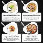 Gisly 12-Piece Serving Set - Large Spoons, Forks, Tongs, Lle, Cake Server & Appetizer Tongs for Buffet Catering, Dishwasher Safe