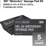 3M Wetordry Sponge P 20, 05526, 5-1/2 in x 2-3/4 in x 3/8 in, Flexible, Long Lasting, Automotive Sponge, Black