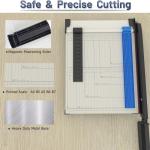 Paper Cutter, 12" Cut Length Guillotine Trimmer, Paper Cutting Board with 10 Sheet Capacity Papers, Metal Base Papers Slicer with Safety Guard for Classroom Office Home Cardstock Crafts & Photo