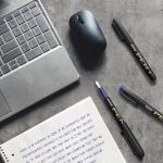 EYEYE Fountain Pens for Writing, 8 Pack Blue Fine Point Pens Disposable Fountain Pens Stainless Steel Nib, Smooth Writing for Journaling, Drafting, Sketching, Doodling & Office Supplies