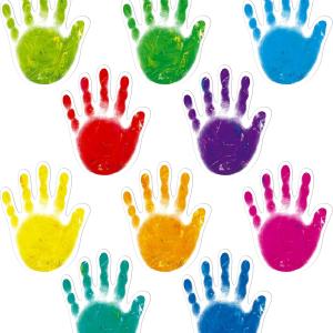 60 PCS Colorful Handprint, Hand Accents Cut-Outs Bulletin Board Classroom Decoration in 10 Colors DIY Crafts Project Party Supplies for Kids Teacher Student Back to School, 5” x 4”