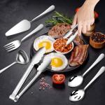 Gisly 12-Piece Serving Set - Large Spoons, Forks, Tongs, Lle, Cake Server & Appetizer Tongs for Buffet Catering, Dishwasher Safe