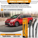 AUTOBOO 28"+20" Windshield Wipers with 16" Rear Wiper Ble Replacement for Toyota Sienna 2011-2017 2018 2019 2020 -Original Factory Quality (Pack of 3)