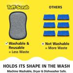 Original Scrub-N-Wipe P by Tuff-Scrub, 6-Pack, Microfiber, Multi-Surface, Non-Scratch, Dual-Sided, Scrubber for Dishes, Sinks, Non-Stick Cookware – Machine Washable, Durable Kitchen Sponge (Large)