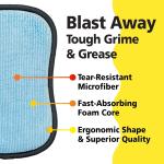 Original Scrub-N-Wipe P by Tuff-Scrub, 6-Pack, Microfiber, Multi-Surface, Non-Scratch, Dual-Sided, Scrubber for Dishes, Sinks, Non-Stick Cookware – Machine Washable, Durable Kitchen Sponge (Large)