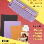 Firbon Purple A5 Paper Cutter, Straight Small Paper Trimmer with Side Ruler for Scrapbooking Craft, Paper, Coupon, Label, Cardstock