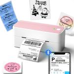 Phomemo Bluetooth Thermal Label Printer, 241BT 4X6 Wireless Shipping Label Printer for Small Business, Pink Labels Printers for Shipping Package, Compatible with iPhone, Android, Shopify, , USPS