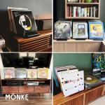 MÖNKE Premium Vinyl Record Storage - a Mid-Century Style Record Holder for Albums, 60-70 LP Capacity - Complements Any Record Player (Brown)