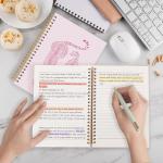 Qabliqo Pink Two Cheetahs Spiral Notebooks, Preppy Leopard Journals for Writing, Trendy Cheetah Print Journal, Girly Office Supplies, Aesthetic Pink Leopard Notebook for Note Taking, 5.5x8.3 Inch