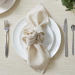 Laura Ashley Arabesque Luxurious Shimmery Fabric Tablecloth Napkins for Formal Dining, Holiday, Wedding or Party, Set of 6 Napkins, Gold