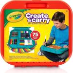 Crayola Create 'N Carry Travel Art Set for Kids (75pcs), 2-in-1 Lap Desk & Carrying Case, Holiday for Kids, Art Supplies Kit for Crafting, Drawing & Coloring