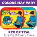 Crayola Create 'N Carry Travel Art Set for Kids (75pcs), 2-in-1 Lap Desk & Carrying Case, Holiday for Kids, Art Supplies Kit for Crafting, Drawing & Coloring